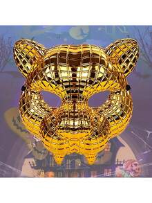 1 Piece Of Golden Leopard Head Mask - Perfect For Halloween, Carnival, And Role-Playing Party Masks - Gold - View 6