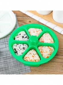 1pc Triangle Rice And Vegetable Roll Bento Box Japanese Sushi Grinding Tool, Six In One, Making Seaweed Steamed Rice Making Tool, Mold Box - Green - View 9