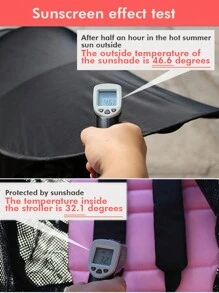 1 pieza Capota de sol universal para cochecito de bebé con protección UV, a prueba de viento, sombreador y función impermeable, adecuada para todo tipo de cochecitos de bebé, accesorios de cochecito de viaje al aire libre, cubierta de protección solar - Negro - Ver 4