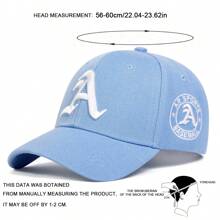 AR 1pc Men Gothic Letter A Embroidered Baseball Cap, Outdoor Adjustable Sun Protection Casual Hat, Suitable For Spring And Autumn Travel, Beach Parties