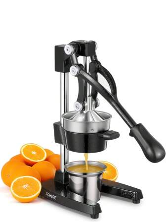 FOHERE Orange Juicer Squeezer, Cast Iron Lemon Squeezer, Commercial Citrus Juicer Hand Press For Orange, Lemon, Pomegranate, Grapefruit, Easy To Clean Citrus Squeezer-Bonus A Stainless Steel Cup