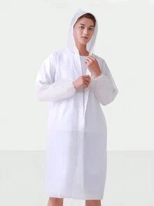 1 cái Áo mưa có mũ dây rút màu trơn, Áo mưa ngoài trời màu trắng, Unisex, Áo mưa có mũ trong suốt, Áo mưa EVA, Áo mưa màu đơn giản sử dụng tại nhà, Áo mưa dài Bảo vệ toàn thân Áo mưa dày trong suốt chống bão Áo mưa nam và nữ dùng một lần - Nhiều màu - Xem 3