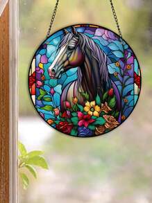 1pc Animal Series Acrylic Decoration Hanging Ornament. Round Shaped Door/Wall Hanger With Koala, Lion, Horse, Leopard Pattern, Etc.,Home Decor ,Room Decor,Wall Decor Gifts Birthday Graduation