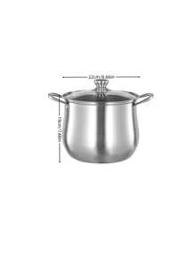 Olla de sopa extra alta, olla grande de acero inoxidable de gran capacidad y grosor para hervir, cocinar al vapor, guisar y cocinar marisco, compatible con cocinas de inducción y de gas - Plateado - Ver 11