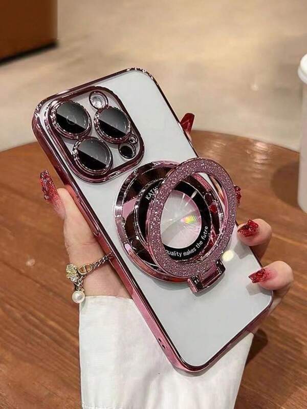 1pc Electroplated Bracket TPU Phone Case Suitable For IPhone 15 Pro Max/16 Pro Max/16 Pro/14 Pro Max/14 Pro/13 Pro Max/16/16e/ X7b/X8b/X6a/ 14 Pro Max, Redmi Note 12 4G, Galaxy S23 Ultra/S24 Ultra/Galaxy A13 5G/S25/S25 Plus/S25 Ultra
