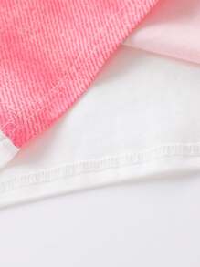 年轻女孩 1 件可爱卡通印花短袖 2 合 1 长 T 恤，夏季