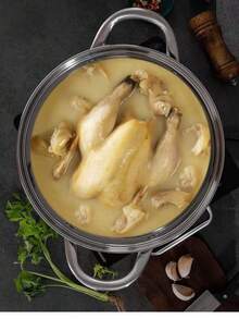 Olla de sopa extra alta, olla grande de acero inoxidable de gran capacidad y grosor para hervir, cocinar al vapor, guisar y cocinar marisco, compatible con cocinas de inducción y de gas - Plateado - Ver 9