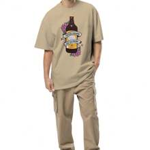 playera unisex tipo oversize diseño premium MAS CAGUAMAS QUE TUS DRAMAS - Camel - Ver 2