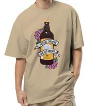 playera unisex tipo oversize diseño premium MAS CAGUAMAS QUE TUS DRAMAS - Camel - Ver 1