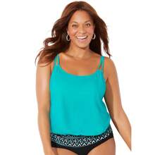 Swimsuits For All Women's Loop Strap Blouson Tankini Top - HAPPY TURKEY - View 1