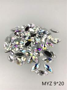 50 peças Pedras de Strass de Resina Acrílica de Duplo Furo Quadrado e Redondo com Beleza AB Para Roupas DIY, Vestido de Noiva, Acessórios de Vestuário