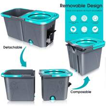 Mop And Bucket With Wringer Set, Spin Mop And Bucket System For Floor Cleaning,Wet Dry Mop With Spin Bucket With Stainless Steel Handle, 3 Microfiber Mop Pads