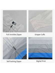 1pc Boyfriend Style Men's White Color-Blocked Cycling Jersey Long Sleeve Top Gym Clothes Boyfriend Style Men - Blue and White - View 4