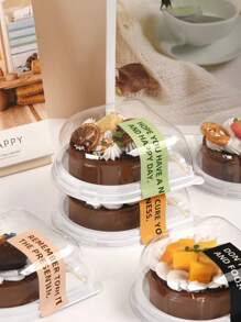 10 Piezas Caja De Embalaje Para Cortar Pasteles, Caja De Embalaje Para Hornear Rulos Suizos Hani Roll Banji Postre Mousse, Tenedor De Cortesía (excluyendo Etiquetas Adhesivas) - transparente - Ver 3