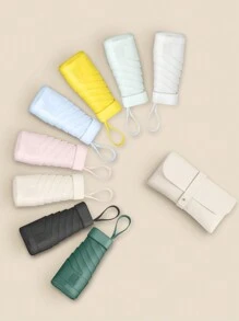 1pc Mini Compact Pocket Umbrella For Women Light 5 Folding Sun Protection Sun And Rain Small Card Bag Umbrellas Paraguas, Back To School Supplies Summer Cooling,Beach,Travel