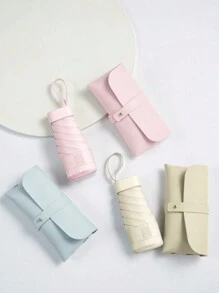 1pc Mini Compact Pocket Umbrella For Women Light 5 Folding Sun Protection Sun And Rain Small Card Bag Umbrellas Paraguas, Back To School Supplies Summer Cooling,Beach,Travel