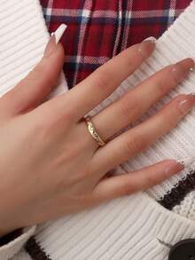 Charm-In Golden Triangle Carved Pattern Inlaid Cubic Zirconia Ring, Mother Day Gift For Girls/Women - Golden Triangle Engraving - View 4
