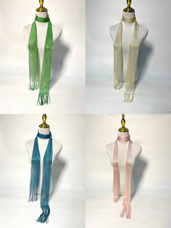 One Fashionable And Versatile Simple Style Women Knitted Scarf With Tassel For Multiple Matching Winter Fall