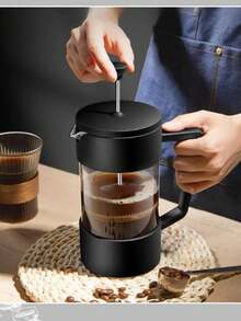 600ml Prensa Francesa Cafeteira Vidro Cremeira - Café, chá, espuma de leite, uma cafeteira multiuso, Grande capacidade - Preto - Visão 5