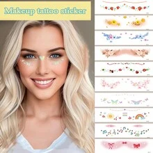 Set de 10 pegatinas temporales de tatuaje de maquillaje de chica linda, con pegatina de mejilla sonrojada de fresa para la decoración temporal de fiestas navideñas - Multicolor - Ver 2