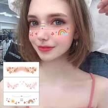 Set de 10 pegatinas temporales de tatuaje de maquillaje de chica linda, con pegatina de mejilla sonrojada de fresa para la decoración temporal de fiestas navideñas - Multicolor - Ver 12