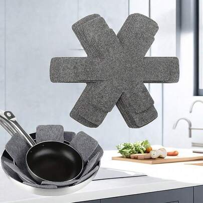Set de 3 protectores de sartenes y ollas de fieltro con divisores resistentes al calor y antideslizantes, utensilios de cocina, prevención de rayones