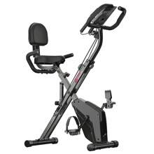 Foldable Exercise Bike 4 In 1 - Magnetic Indoor Cycling Bike With LCD Display And Heart Rate Sensor - Home Workout Equipment - Black - View 1