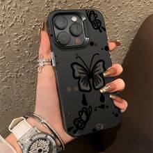 Black & White Butterfly Drawing Silicone Phone Case, Compatible With IPhone15\\15Pro\\15ProMax\\14\\13\\12\\11\\XsMAX, Phone Protector