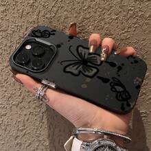Black & White Butterfly Drawing Silicone Phone Case, Compatible With IPhone15\\15Pro\\15ProMax\\14\\13\\12\\11\\XsMAX, Phone Protector