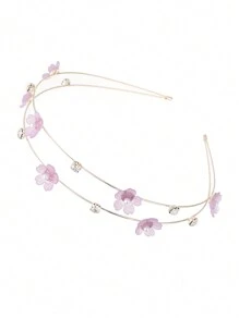 1pc Double-Layer Alloy Thin Hair Hoop With Faux Pearl Cap Flower Decor Sweet Hair Accessory For Women Tiaras,Hairband,Hair Hoop Headbands - Multicolor - View 11