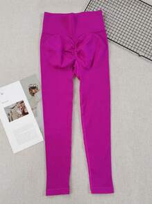 Quần tập thể dục không đường may, co giãn cao, gợi cảm dành cho nữ, quần legging yoga lửng cạp cao ôm sát nâng mông, quần bó thể thao mùa xuân. - Màu Hồng Tươi - Xem 7