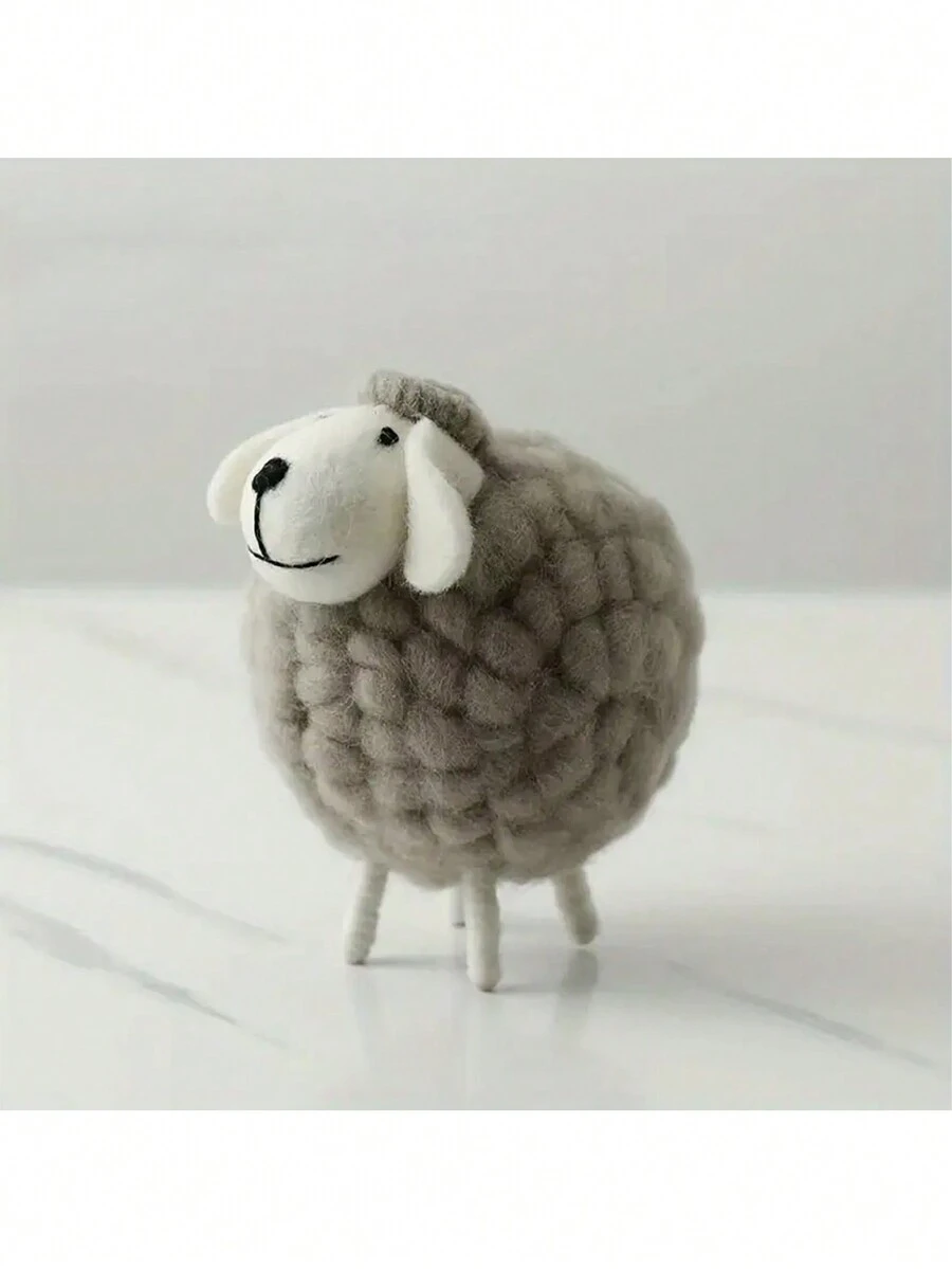 1pc 宰牲节羊摆件毛绒羊开斋节可爱针织道具羊娃娃圣诞娃娃客厅电视柜装饰卧室装饰节日针织纹理圣诞树和卧室装饰营造舒适节日 - 灰色 - 查看 1