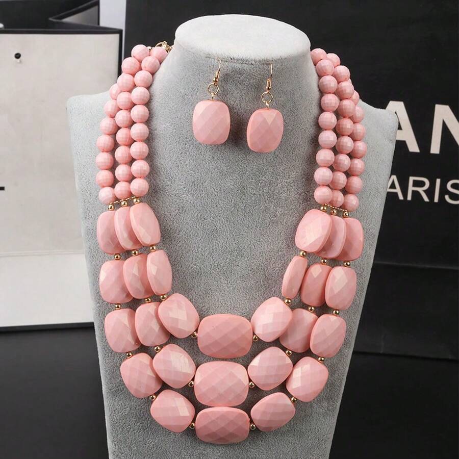 Conjunto de jóias feitas à mão Bohemian Chic - Disponível em múltiplas cores, design multifuncional e de camadas múltiplas, adequado para todas as estações, ótimo para presentear e uso diário 1 conjunto