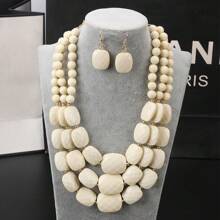 Conjunto de jóias feitas à mão Bohemian Chic - Disponível em múltiplas cores, design multifuncional e de camadas múltiplas, adequado para todas as estações, ótimo para presentear e uso diário 1 conjunto