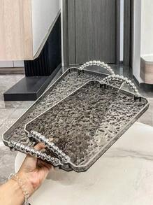 1 件新设计亚克力托盘，带几何手柄，北欧风格创意拼盘，时尚小吃、杯子、餐具托盘、厨房、圣诞礼物 - 灰色 - 查看 1