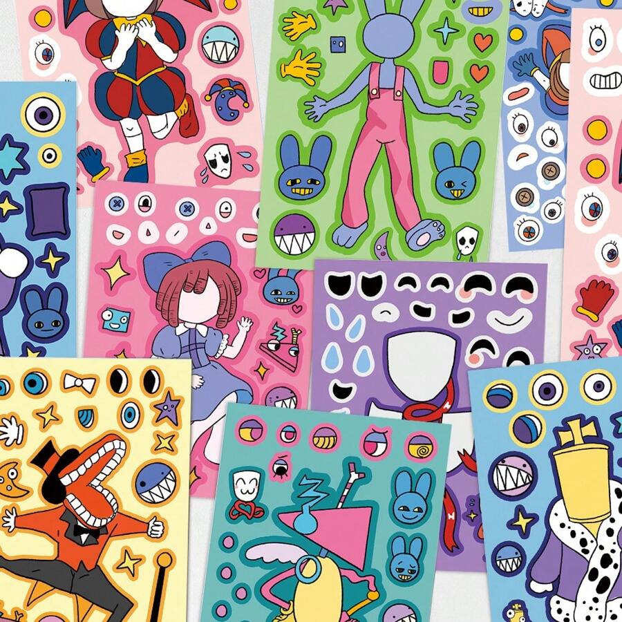 8入組漫畫數碼馬戲團貼紙筆記型電腦 吉他 滑板車貼紙 - 彩色 - 查看 1