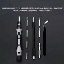 115合1 手機/相機/筆電/眼鏡/手錶精準小型螺絲刀套裝修理套件（黑色） - 黑色 - 查看 13