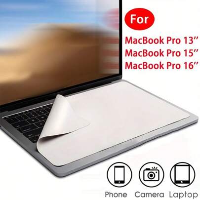 1pc Microfiber Dustproof Screen Cleaning Cloth & Notebook Keyboard Blanket Cover Laptop Protective Film Screen Cleaner Kit Compatible With Macbook Pro 13/15/16 Inch Pods IPAD Pro