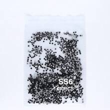 1440顆不同大小(ss3-ss30)黑色圓形底平玻璃鑲嵌物,銀色底座 - 黑色 - 查看 18