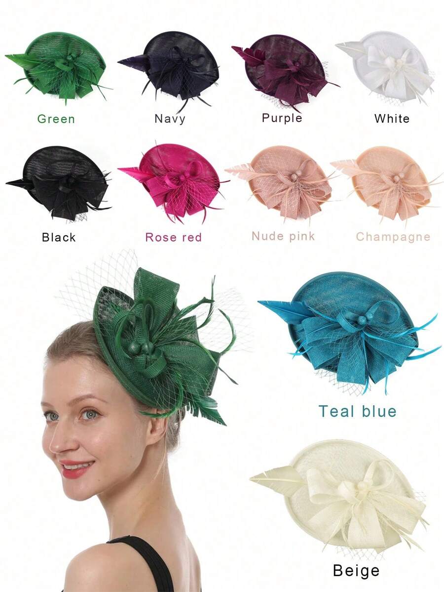 1pc Women's Kentucky Derby Fascinators Tea Party Hat Mesh Floral Feather Hair Clip Fascinator Headwear For Wedding Cocktail Mini Hats Tiny Hats Mini Top Hat Mini Cap, Gifts