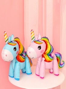 3D Cartoon Unicorn & Pony Helium Balloon For Birthday Party Decorations - Multicolor - View 7