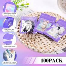 100 piezas Bolsas holográficas de Mylar negras y resellables con cremallera para el empaque de lip gloss, joyería, dulces, muestras y suministros de embalaje de alimentos para pequeñas empresas (negro, 2,4x3,9 pulgadas) Bolsas de regalo para fiesta de bodas