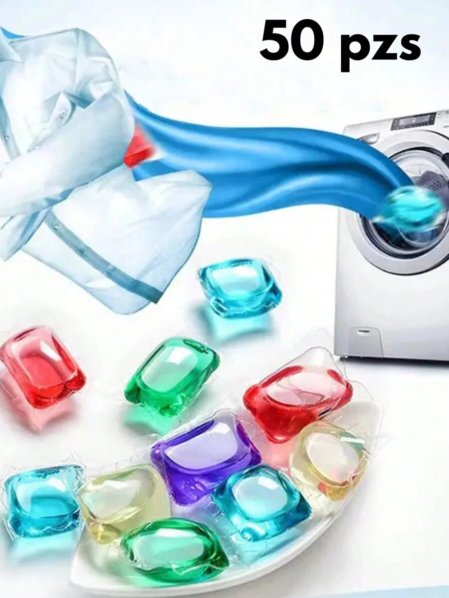 50 Capsulas Bolsas Bolsas  de Jabon Liquido para lavar Ropa con Aroma Flores - Multicolor - Ver 1