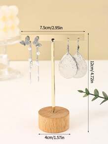 1pc Wooden Base Three-Piece Earrings Display Stand, Studs And Small Jewelry Hanger, Drop Earrings Jewelry Display Tool Rack Sun Travel Cool Back To School - Wood Color Earring Stand - View 10