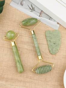 3pcs Massage Roller Set, Xiu Yan Jade 3-In-1 Jade Roller, Scraper And Eye Massager Set In A Fine Box, Can Be Used As A Gift - Green - View 4