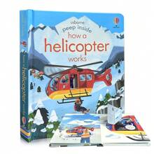 Lachilly Série de livros Peep Inside da Usborne - Como funciona um avião/ Como funciona um caminhão de reciclagem/ Como funciona um carro de bombeiros/ Como funciona um guindaste, livro ilustrado infantil, atividade interativa pré-escolar, livro de inglês para aprendizagem precoce
