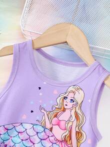 Váy in hình nàng tiên cá không tay dành cho cô gái trẻ, Váy kiểu công chúa mùa hè dễ thương và ngọt ngào, thoáng khí và thoải mái - Nhiều màu - Xem 3