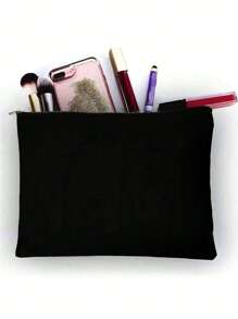 1. 空白黄麻拉链袋（散装），化妆包/铅笔盒，适用于化妆品和DIY手工，空白化妆包 - 卡其色铅笔盒（散装），多用途旅行洗漱包/拉链袋/化妆包/化妆品收纳袋/化妆品整理袋/化妆品收纳盒 - 黑色 - 查看 3