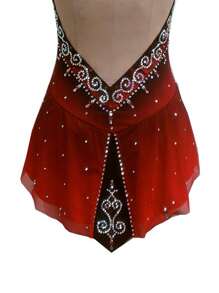Figure Skating Dress Skating Dress Burgundy Sleeveless Net Performance Dress Training Dress Girls Competition Dress Children Adult Performance Dress - Burgundy - View 5