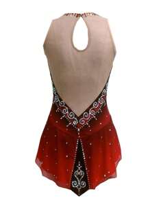 Figure Skating Dress Skating Dress Burgundy Sleeveless Net Performance Dress Training Dress Girls Competition Dress Children Adult Performance Dress - Burgundy - View 2